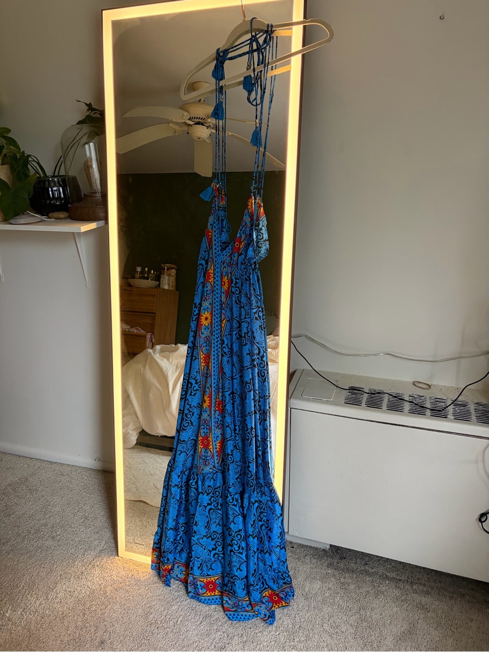 IBIZA Blue Floral Tie-Strap Maxi Dress - Casual Boho Style